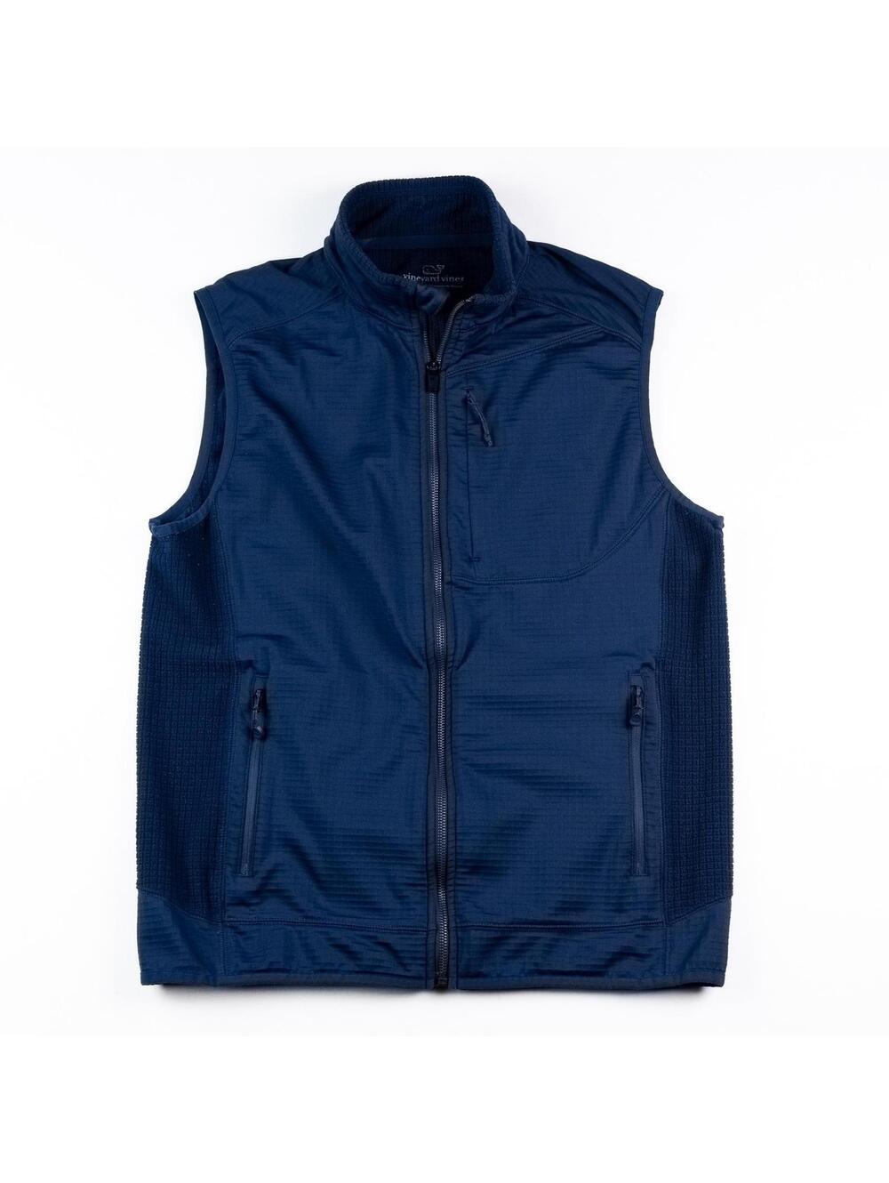 Vineyard Vines Golf Vest Mens Medium Blue Full Zip Performance Stretch Fleece
